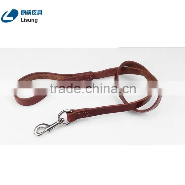 Alloy Hooking No Retractable Pure Cowhide Leather Dog Leash photo-3