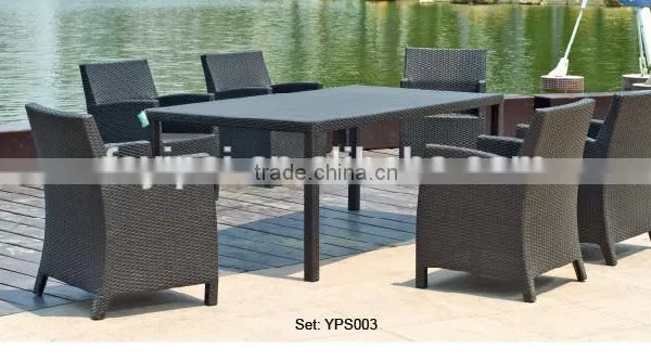 Long Table Rattan Furniture 6 Chairs Restaurant Dining Set YPS003