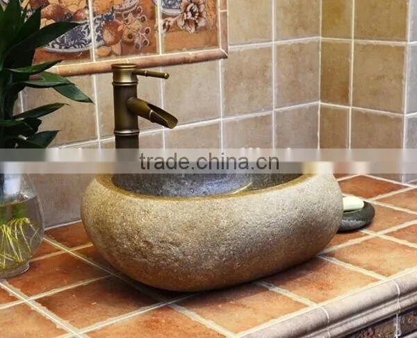 2015 Natural Handmade Cobble Stone Wash Basin