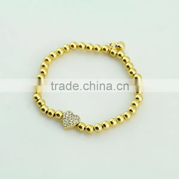 Gold Plated Charm Bracelet Fashion Women Crystal Heart Charm Bracelet photo-3