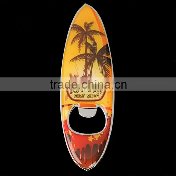 Fashional Custom Surfboard Shape Metal Bottle Opener With Epoxy Logo