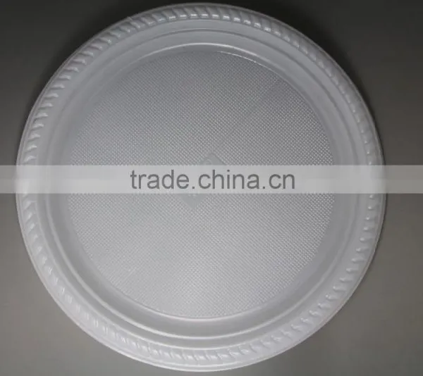 Large 10 Inch Round Shape PS Plastic Hard Dinner Plate
