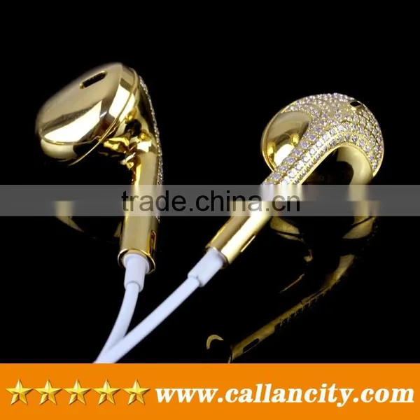 Aluminum Materail 24ct Gold Diamond Custom Wired Headphones photo-5