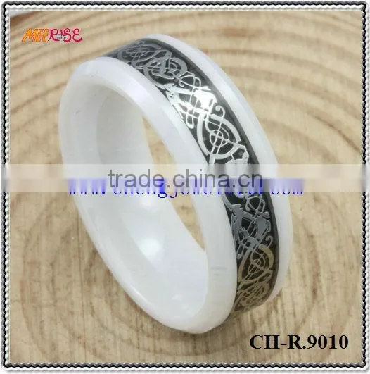 2015 Alloy Inlay Black Gold Engagement Ring,metal Ceramic Ring for Engagement photo-6