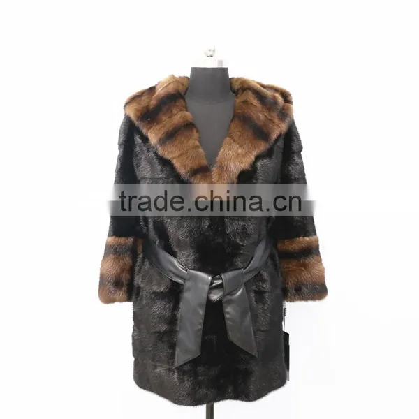 2016 New Factory Grey Natural Long Mink Fur Coat for Fashion Women photo-3