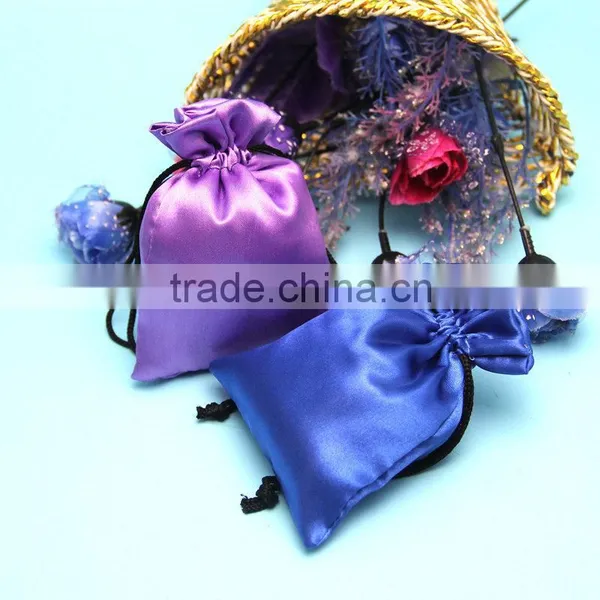 Custom Satin Logo Printing Silk Jewelry Bag Silk Drawstring Bag for Hair Packing