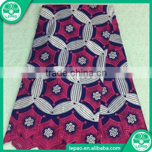 2016 New Design 100% Cotton African Wax Hollandais Print Fabric With Embroidered Fabrics Guipure Lace photo-2