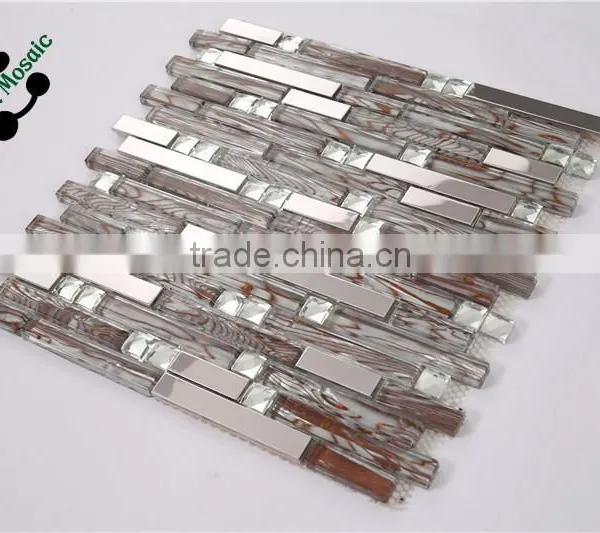 SMJ02 Hot Sale Mosaic Stainless Steel Frame Mosaic Mix Red Crystal Glass Mosaic photo-4