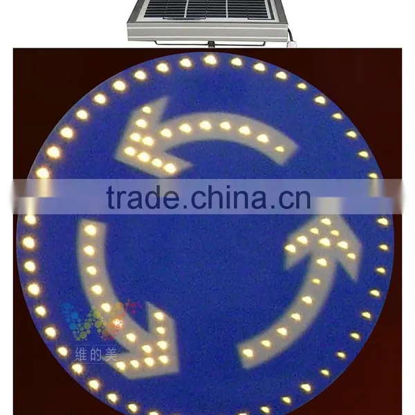Aluminum Solar Powered Informative Warning Roundabout Flashing Led Traffic Sign photo-2