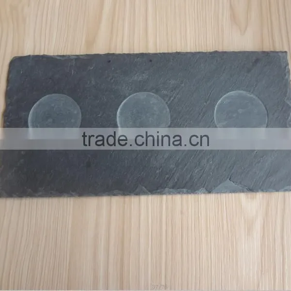 Elegant Rough Edge Black Slate Coaster With Crystal Glass Tumbler photo-2