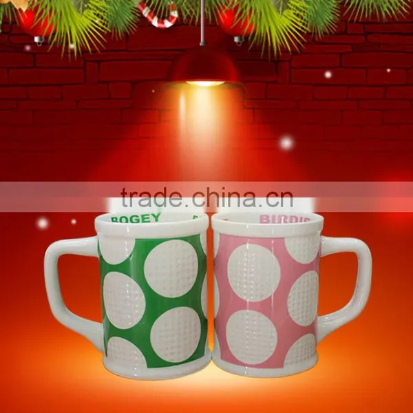 Christmas New Design Embossed 16oz Porcelain Drink Cup, Ceramic Coffee Mug