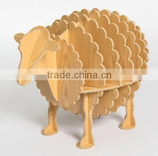Puzzle Wood Craft Sheep Table Book Shelves Creative Animal Furniture photo-4