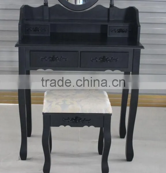 Black Wooden Dressing Table With Mirror photo-3