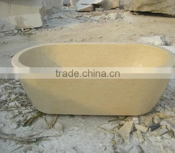 Half Hand Carved Freestanding Stone Bathtub photo-4