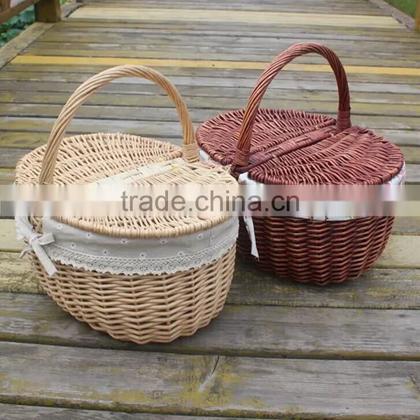 Natural Material Handmade Empty Wicker Fruit Basket With Lid photo-4