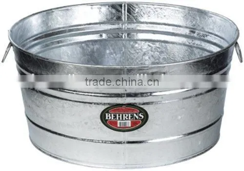 Large Galvanized Metal Oval Party Tubs Ice Bucket With Wood Handles photo-5