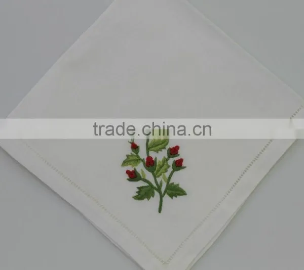 100% Cotton Embroidered Table Napkins With Hemstitch, Set of 6, Various Designs photo-3
