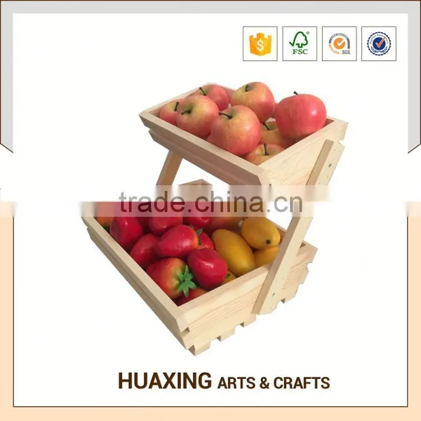 Modern Style Wood Slice Wooden Fruit Basket photo-3