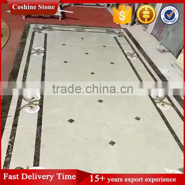 Water Cut Rectangle Marble Floor Medallions Patterns Tiles photo-3