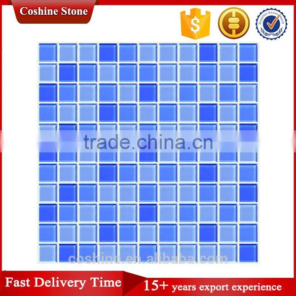 New Design Generous Simple Blue White Swimming Pool Glass Mosaic Tiles photo-2