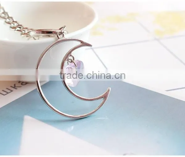 Hollow Moon Heart Crystal Charms Bracelet Simple Chain Bracelet photo-5