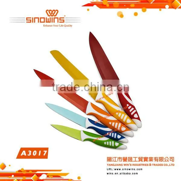 A3017 Non-stick Coating 5pcs Stainless Steel Knife Set photo-3