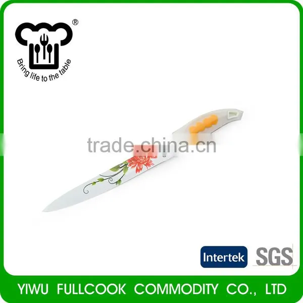 Modern Style Unique Plastic Handle Flower Pattern Vegetable Fruit Knife Set photo-3