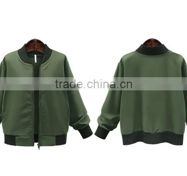 Autumn Women Plus-size Clothing Solid Color Stand Collar Zipper Loose Straight Jacket Female Casual Baseball Uniform Coat Jacket photo-2