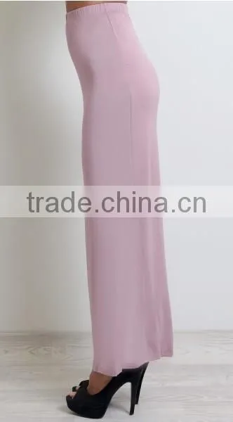 Wholesale Custom Women Fashion Plain Pink Sweet Sexy Pencil Skirts Jersey Long Maxi Skirt photo-3