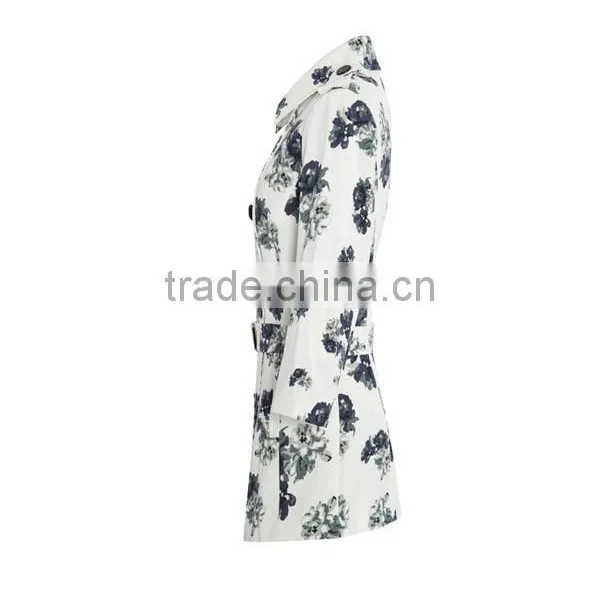 2015 New Style Fashion Flora Printed Stand Collar Long Sleeve Formal Mature Ladies Office Wear Dresses Dress photo-3