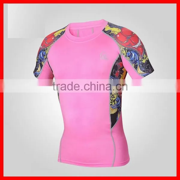2015 Men Sport Fitness Wear T Shirt Custom Sublimation Short Sleeve Compression Shirt photo-2