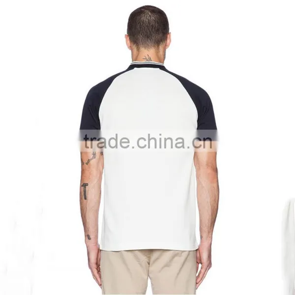 White and Black Blank Polo Shirts no Collar Raglan Sleeve Polo Shirt photo-3