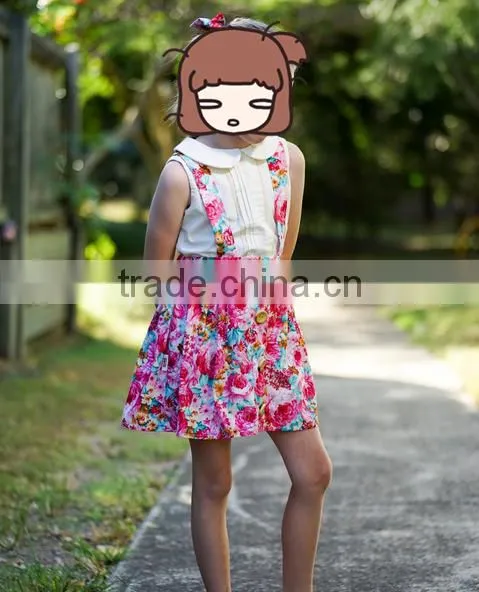 Boutique Children Cotton Flower Pattern Toddler Girl Summer Suspender Princess Dress photo-2