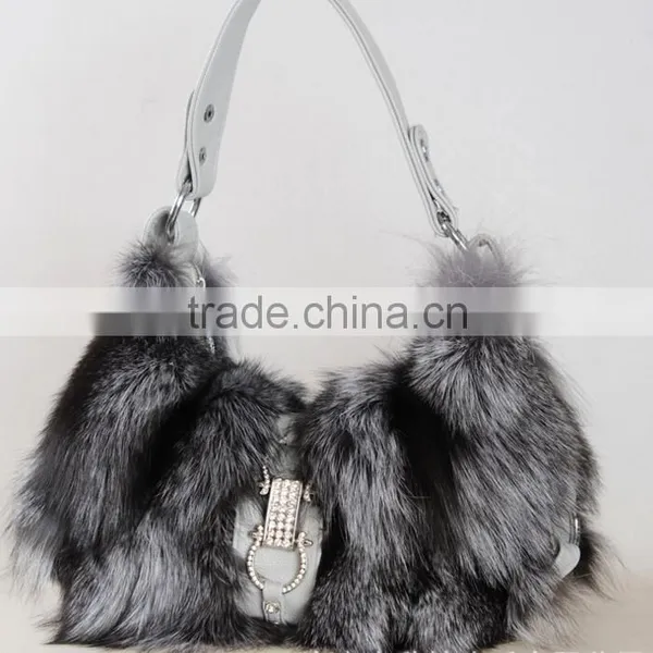 2016 New Shoulder Fashion Fur Bag / Winter Women Real Silver Fox Fur Bag photo-4