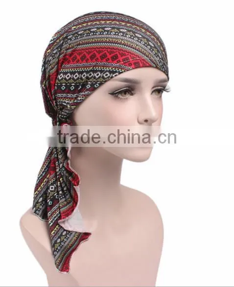 New Stretch Cloth Print Scarf Cap Scarf Hat Chemotherapy Hat photo-6