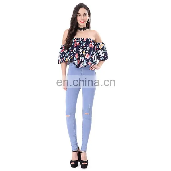 2018 Ladies Wholesale Printing Floral Sexy Hot Tops photo-3