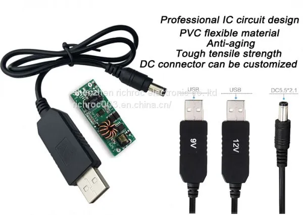 USB dc Boosting Cable 5v to 9v 12v Step up Cable Usb to dc Boost Converter Power Cable photo-5