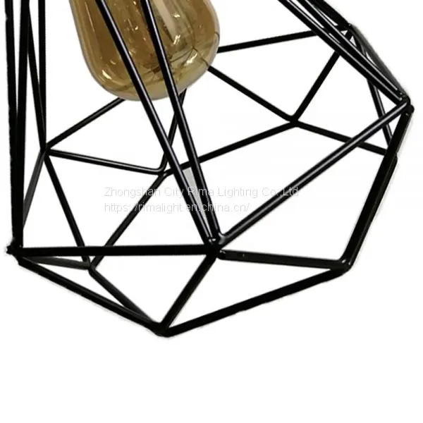 Polygon Wire Metal Industrial Vintage Hanging Lamp Kitchen Island Lighting Fixtures Ceiling Hanging Pendant Lighting photo-3