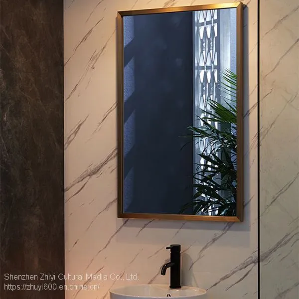 Nordic brass rectangular bathroom wall-mounted mirror/dressing table mirror, full-length mirror gold customization
