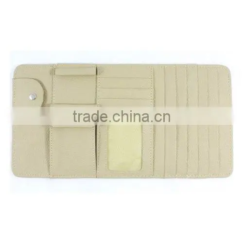 New Multi-function 7pcs Disks CD DVD Glasses Cards Sotre Case Holder Bag for Auto Vehicle Truck Sun Visor Organizer Beige photo-4