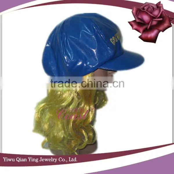 Blue Party Hat With Hair Wig Attachmed for Adults photo-2