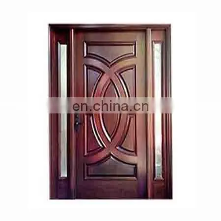 Mahogany Solid Wood Front Door Solid Wood Entry Door With Glass and 2 Sidelights Best Exterior Doors