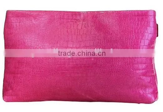 Luxury Good Quality Leather Clutch Exquisite Embossed Crocodile Large Evening Clutch Vintage Bright Soft Handbag photo-4