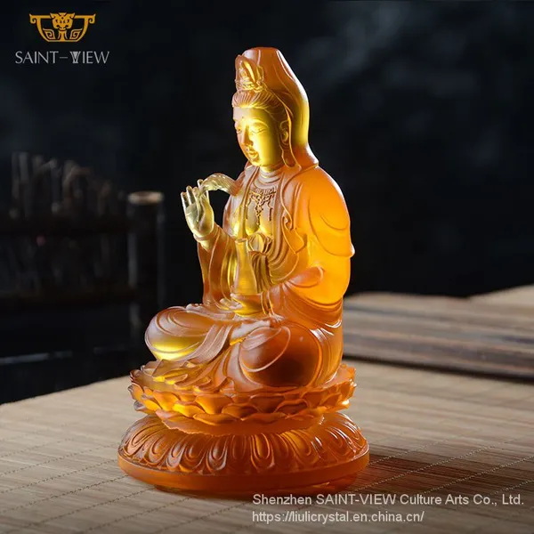 2022 Latest New Design Crystal Art Liuli Kwan Yin Female Buddha Statue Accept Custom Size photo-5