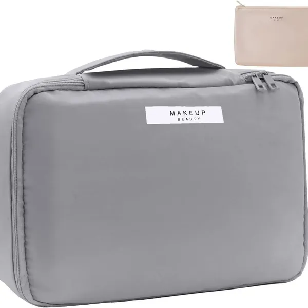 Travel Makeup Bag Toiletry Bag for Women and Girls(gray)