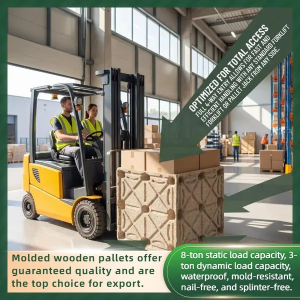 Customizable Molded Wood Pallets — Fumigation-Free for Export Clearance — Heavy-Duty & Deformation-Resistant