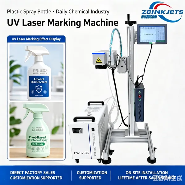 Zichen Máquina de marcado láser UV para la codificación en línea de fechas y números de lote en cajas de plástico de toallitas húmedas