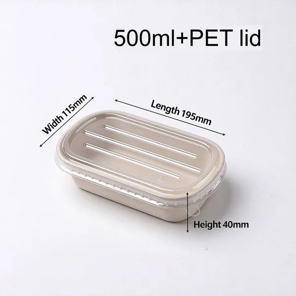 850ml Molded Pulp Meal Tray in White, Bagasse Fiber, Stackable, Compostable, Leak-Proof