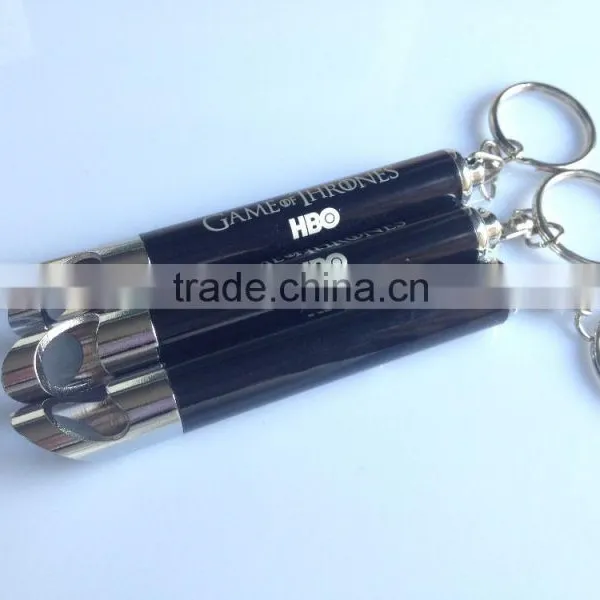 2015 High Quality Aluminum Led Customed Logo Bottle Opener Led Projector Battery Keyring photo-2