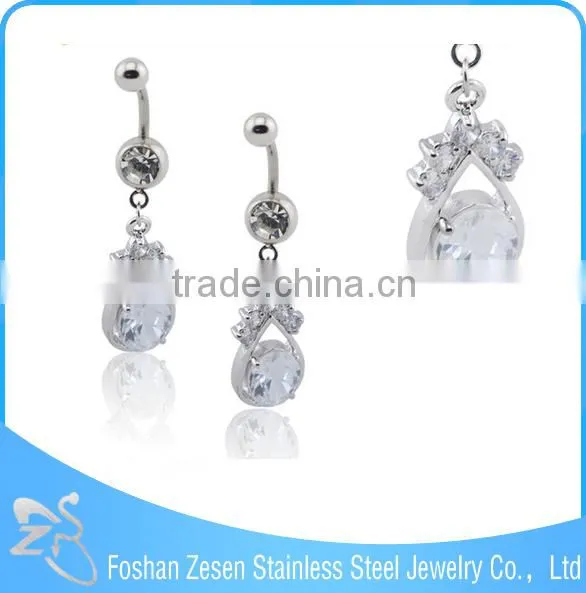 China Manufacturer Medical Steel Wholesale Hanging Crystal Elephant Belly Ring photo-6